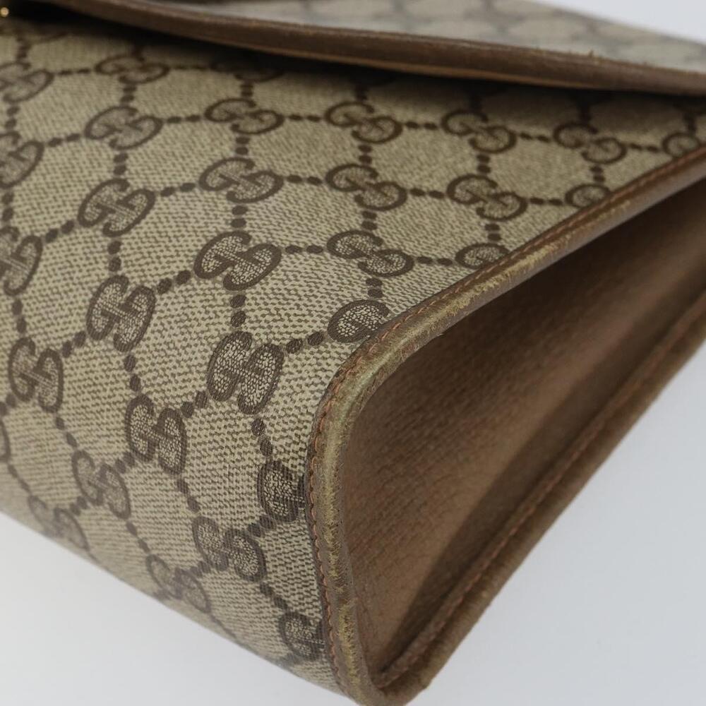 GUCCI GG Supreme Web Sherry Line Clutch Bag PVC Beige Gold 89 01 031 Auth 156430 - Picture 7 of 16